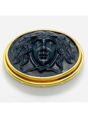 Elizabeth Locke 18K Yellow Gold Medusa Style Pendant Brooch
